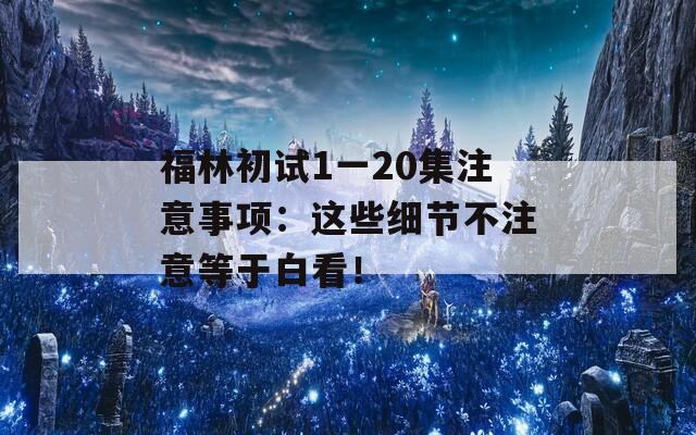 福林初试1一20集注意事项：这些细节不注意等于白看！