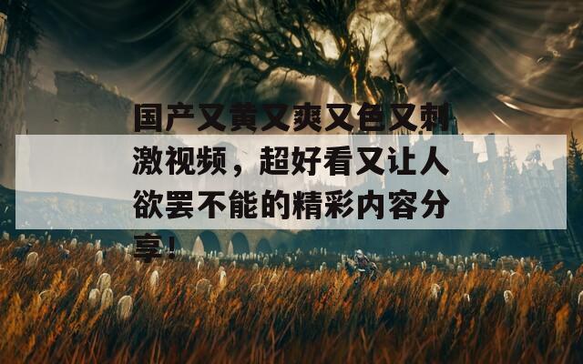 国产又黄又爽又色又刺激视频，超好看又让人欲罢不能的精彩内容分享！