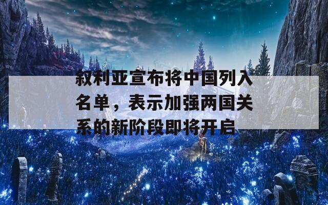 叙利亚宣布将中国列入名单，表示加强两国关系的新阶段即将开启